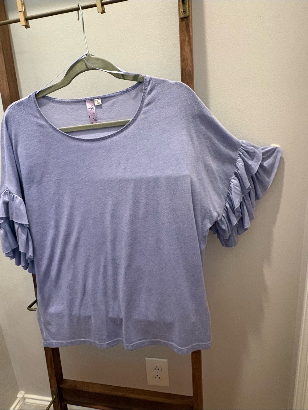 Alya Lavender Ruffle Sleeve Short Sleeve Tee